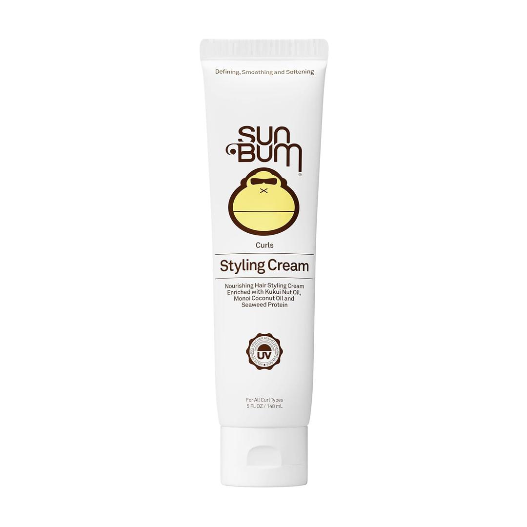 Sun Bum Curls and Waves Styling Cream - Lightweight Formula for Wavy and Curly Hair - Nourishing Kukui Nut and Coconut Oil - Frizz Free finish - Vegan and Cruelty Free - 5 oz