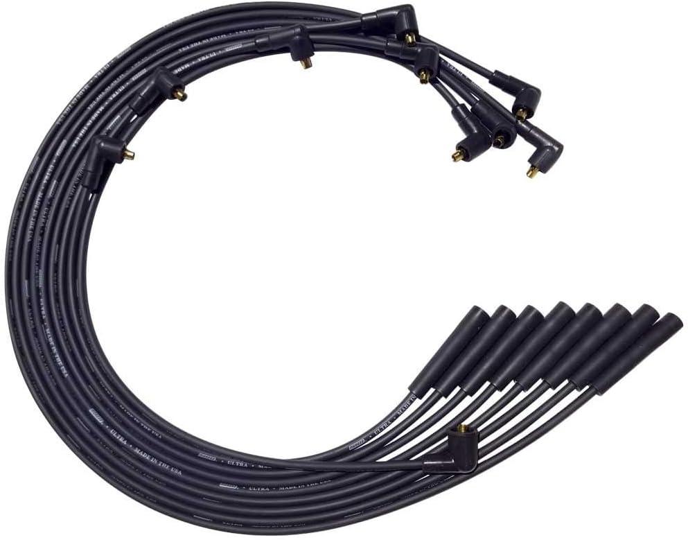 Moroso 51061 Ultra Series Black Spark Plug Wires, Mopar Chrysler 361/383/400/440, Straight Plug Ends, Non HEI Distributor, Count of 9