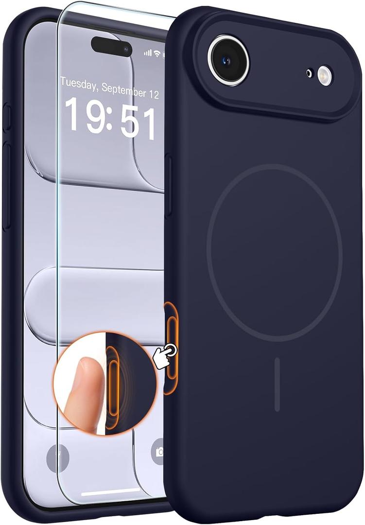 comfeel for iPhone Air Case (Camera Control Cover) (Compatible with MagSafe) Full Camera Protection with Screen Protector, Silicone Shockproof Drop Protective Phone Case,Dark Blue