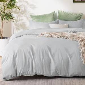 Bedsure Duvet Cover King Size - Soft Double Brushed Bedding Set for Kids & Adults, Zipper Closure, 3 Pieces, Includes 1 Duvet Cover (104"x90") & 2 Pillow Shams, NO Comforter, Silver Grey (King (104" x 90"), 03 - Silver Grey)