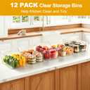 Hudgan 12 Pack Pantry Storage Bins for Kitchen Cabinet, Clear Plastic Organizer Bins for Bathroom, Pantry Organizer Containers for Home Edit, Drawer, Under Sink, Fridge