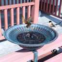 Solar Bird Bath,Deck Bird Bath with Solar Fountain,Metal Bird Bath Bubbler,Adjustable Sturdy Balcony Bird Bath,Patio Garden Decor (Antique Copper)