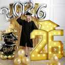 4.5FT Graduation Decorations 26 Light Up Numbers Graduation Cap with Lights, Gold Mosaics Marquee 26 Number Frame Pre-Cut Board Kit for Class of 2026 High School College Graduation Party Decorations, Small
