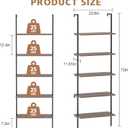 Wolawu 5 Tiers Ladder Shelf Brown Modern Bookshelf Open Tall Wall Mount Bookcase Standing Leaning Wall Shelves Industrial Decorative Living Room Bed Room