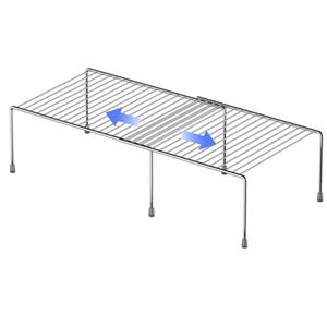 Redrubbit Expandable Metal Rustproof Kitchen Counter & Cabinet Shelf, Chrome, 1 Shelf, Modern Style, Kitchen Storage & Organization Product Accessories