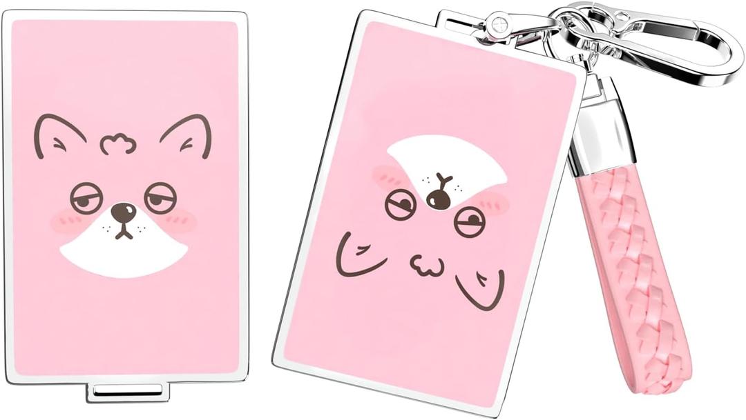 ACEBOY for Cybertruck 2023 2024 2025 Key Card Holder,TPU Key Case Including Chain for Tesla Model S/X/ 3/ Y Protector Cover (Pink)
