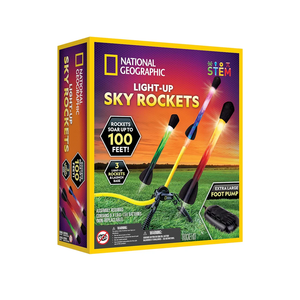 National Geographic Air Rocket Toy – Ultimate LED Rocket Launcher for Kids, Jump & Launch Light Up, Air Powered, Foam Tipped Rockets up to 30.5 Meters, Kids Outdoor Activities
