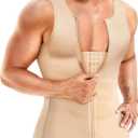 Wonderience Men Shapewear Slimming Body Shaper Compression Shirt Tank top with Zipper Underwear For tummy control (Large, Beige)