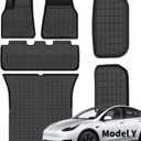 SEALIGHT Tesla Model Y Floor Mats 5 Seat 2021-2024, All Weather Custom Fit Floor Liners, 1st & 2nd Row Full Coverage, 3D Scanning Design, Non-Slip TPE Material, Waterproof & Stain-Resistant