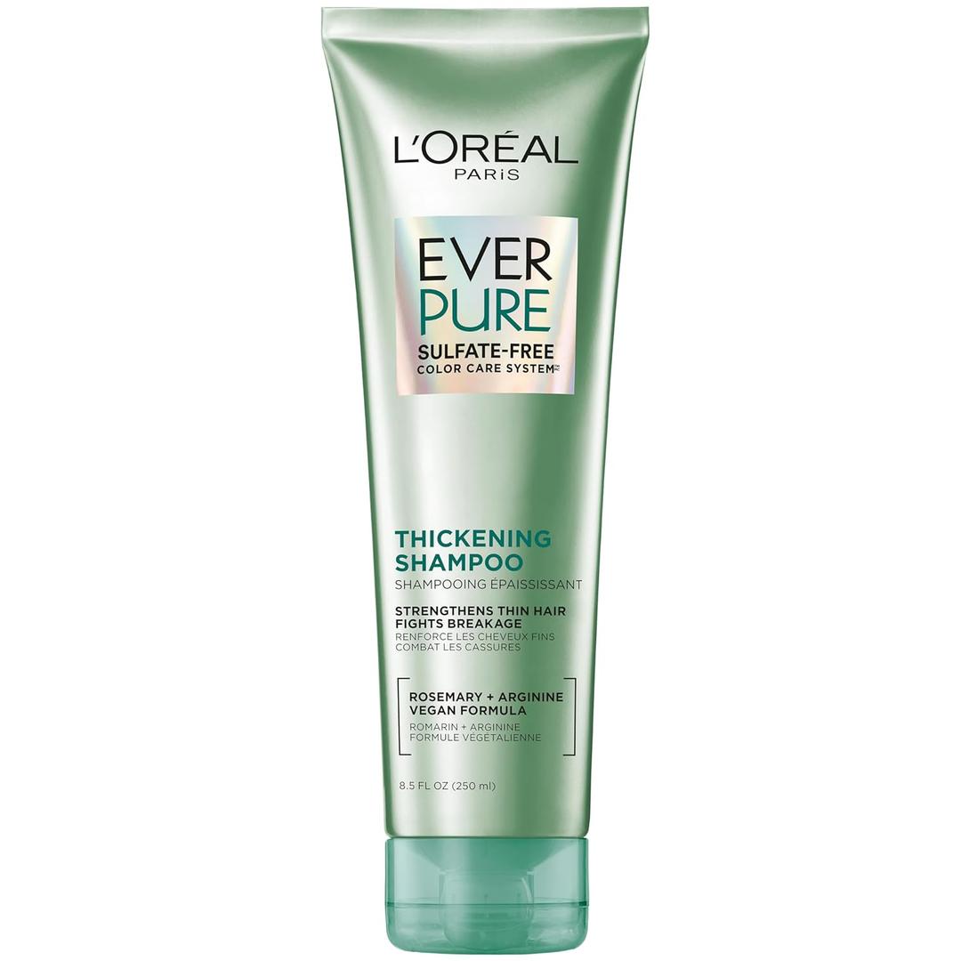 L'Oreal Paris Thickening Sulfate Free Shampoo, Thickens + Strengthens Thin, Fragile Hair, Hair Care with Rosemary Leaf, EverPure, 8.5 Fl Oz 