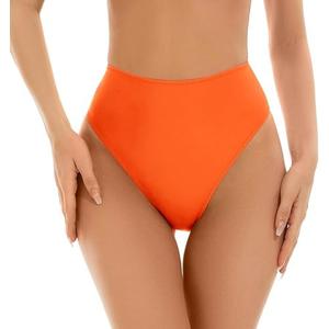 Kepblom Women's High Waisted Bikini Bottom - High Cut Cheeky Rave Bottoms for Beach, Swimming Pool,Rave Festivals Large
