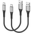 Short USB A to USB C Cable 1FT, 2 Pack Braided 3A USB A to Type C Fast Charging Cable for iPhone 15 16 17 Pro Max, Samsung Galaxy S24 S23, Google Pixel, iPad Air Pro, Charging Station, Power Bank