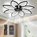 35" Ceiling Fans with Lights and Remote, Low Profile Flush Mount, 35.4"L x 35.4" W x 5.5" H