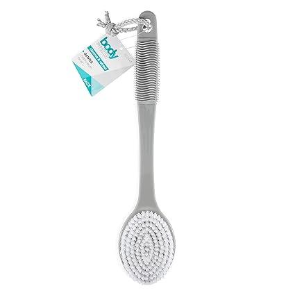 Freeman Gentle Bristle Bath Brush, Soft & Stiff Shower Bristles, Remove Dead Skin, Long Rubber Handle for Gripping, Gently Exfoliating for Back & Body, Stimulates Blood Circulation, 1 Count