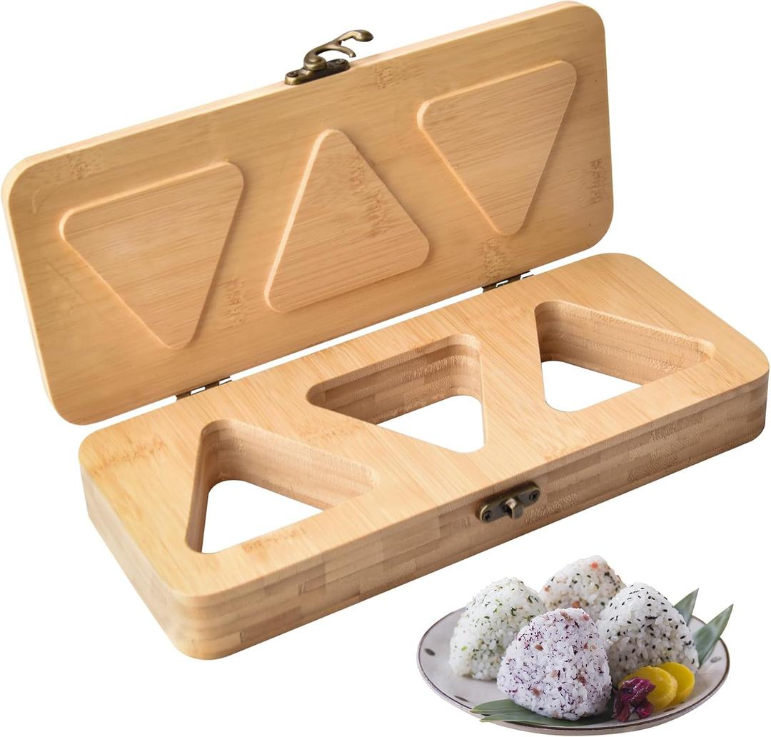 Bamboo Onigiri Mold with Lid, Handcrafted Rice Ball Press for DIY Sushi Bento, Picnic & Family Lunches  Kids' Safe Sushi Shaper for Healthy Snacks