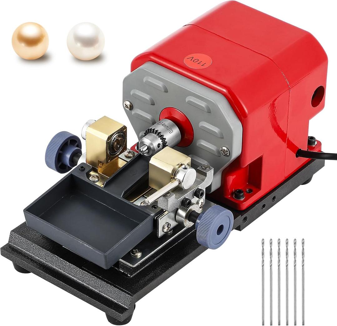 BAOSHISHAN 680W Pearl Drilling Machine Coral Driller Amber Holding Machine Bead Polishing Machine Full Set Speed Adjustable (with 6pcs tungsten steel needles)
