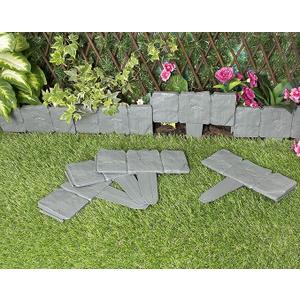 uyoyous 30PCS Cobbled Stone Effect Fence Lawn Plant Border Decorative Flower Tree Grass Bed Border Fence Stone Hammer Lawn in Edging Yard Lawn for Landscaping-Stone Trim Walkways