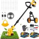 Electric Weed Wacker Cordless, Electric String Trimmerwith 3 Types Blades & Removable Auxiliary Wheels, BrushCutter & Grass Trimmer & Lawn Edger with for Garden Yard