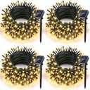 Joomer Solar Christmas Lights Outdoor, 4 Pack Total 156FT 400LED 8 Lighting Modes Solar String Lights Waterproof Fairy Tree Lights for Garden Yard Patio Christmas Decoration (Warm White)