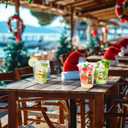 WorldBazaar 12OZ Hawaii Christmas Plastic Cups 100 PCS Clear Disposable Snowman Santa Claus Drinking Cups Cold Beverage Coffee Holiday Winter Party Supplies