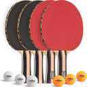 STIGA Performance 4 Player Ping Pong Paddle Set of 4 – Table Tennis Rackets, 6 – 3 Star Orange and White Balls
