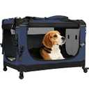 PEGIC 30" Collapsible Rolling Dog Crate, Detachable Wheel Pet Carrier for Medium Dogs Up to 44 lbs, Soft-Sided Travel Kennel with Mesh Windows, Foldable for Car, Vet Visits & Road Trips, Indoor Use