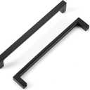 Matte Black Kitchen Cabinet Pull, 6 Pack 6-1/4 Inch(160MM) Hole Center, Modern Square Flat Hardware Handle and Knob for Cabinet Door Drawer Cupboard Wardrobe Bathroom Furniture Dresser