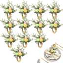 12 Pcs Easter Eggs Napkin Rings with Leaves Spring Napkin Ring Holders Farmhouse Buckle Ring Holder for Spring Easter Table Settings Kitchen Decor, Family Dinner Party