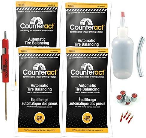 Counteract DIYK-14 Do It Yourself Tire/Wheel Balancing Beads Kit - Off -Road, Medium/Heavy Duty Truck Tires, (4) 14oz DIY Bead Bags, (4) Valve Caps and Cores, (1) Core Remover, Injector Bottle
