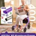 KEKOY Rollator Walkers for Seniors with Seat, 400lb Foldable Walker-Purple