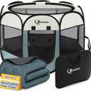 Siedihit Dog Pet Playpen Tent Crate Cage with Washable Pee Pad, Medium Grey