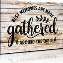 Large Kitchen Wall Art Gather Signs for Home Decor Farmhouse Gather Sign Dining Room Pictures Rustic Family Canvas Prints Inspirational Sayings Quotes Poster Wood Grain Artwork Decorations 24x36"