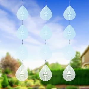 Water Droplets Bird Scare Discs Wind Spinners Outdoor, Highly Reflective Metal Double-Sided Bird Reflectors Extra Sparkly Garden Decor, Bird Deterrents for Outside Patio Porch, Unique Gardening Gifts