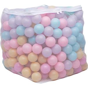 Amazon Basics BPA-Free Ball Pit Balls with Storage Bag, Crush-Proof Plastic for Toddlers Kids 12+ Months Play, 6 Pastel Colors, Pack of 400