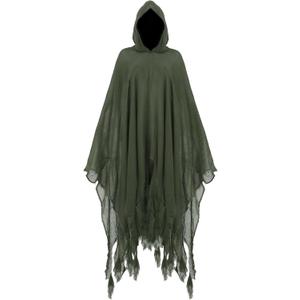 Halloween Grim Reaper Costume Medieval Renaissance Hooded Cloak Gothic Wizard Cape for Adult Halloween Cosplay (Small, Dark Green)