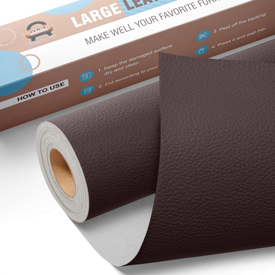 Leather Repair Kit for Furniture 16"x 63" Leather Tape Repair Patch Self Adhesive Sofa Vinyl Repair Patch Kit for Car Seat,Couch,Boat Seat,Chair - Dark Brown