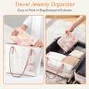 Travel Jewelry Organizer Booklet, A5 Portable Jewelry Case with 5 Pages & 12 Zippered Compartments, Removable Pages with PVC Windows for Necklaces Rings Earrings (Pink Butterfly)