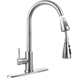 Stainless Steel 304 Kitchen Sink Faucet with Pull Down Spray Outdoor Kitchens Faucets Out Extension Utility Farmhouse for Sinks 1 Hole,Single Handle Rent Apartment Dorm