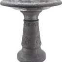 Arcadia Garden Products BB05 Fiberclay Bird Bath Outdoor Garden Decor, Antique Vintage Weather Resistant Water Bowl for Backyard and Patio and, 20-inch Tall, Black