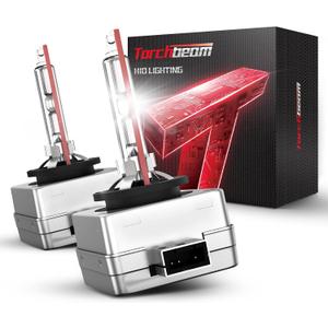 Torchbeam D1S HID Bulbs, 6000K Cool White, 150% Lighting Distance, Xenon Bulb, IP67 Design for Replace 66144 66140 85140 85415 85415C1, Pack of 2