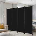 AKTOP 4 Panel Room Divider, 6FT Portable Wall Divider for Room Separation, 88"W Fabric Partition Room Dividers and Folding Privacy Screens, Freestanding Room Separators for Home Office Bedroom, Black