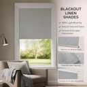 Allbright Linen Roller Shades with Wand Rod, Cordless Fabric Roller Blinds with Thermal Insulated, 100% Blackout Window Shades for Home, Office, Bedroom, Grey, 34" W x 72" H