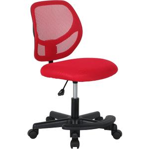 Amazon Basics Kids Adjustable Height Mesh Low-Back Swivel Desk Chair with Footrest, Rolling Computer Task Study Chair, Breathable, Red, 21.85 x 21.85 x 29.33 inches