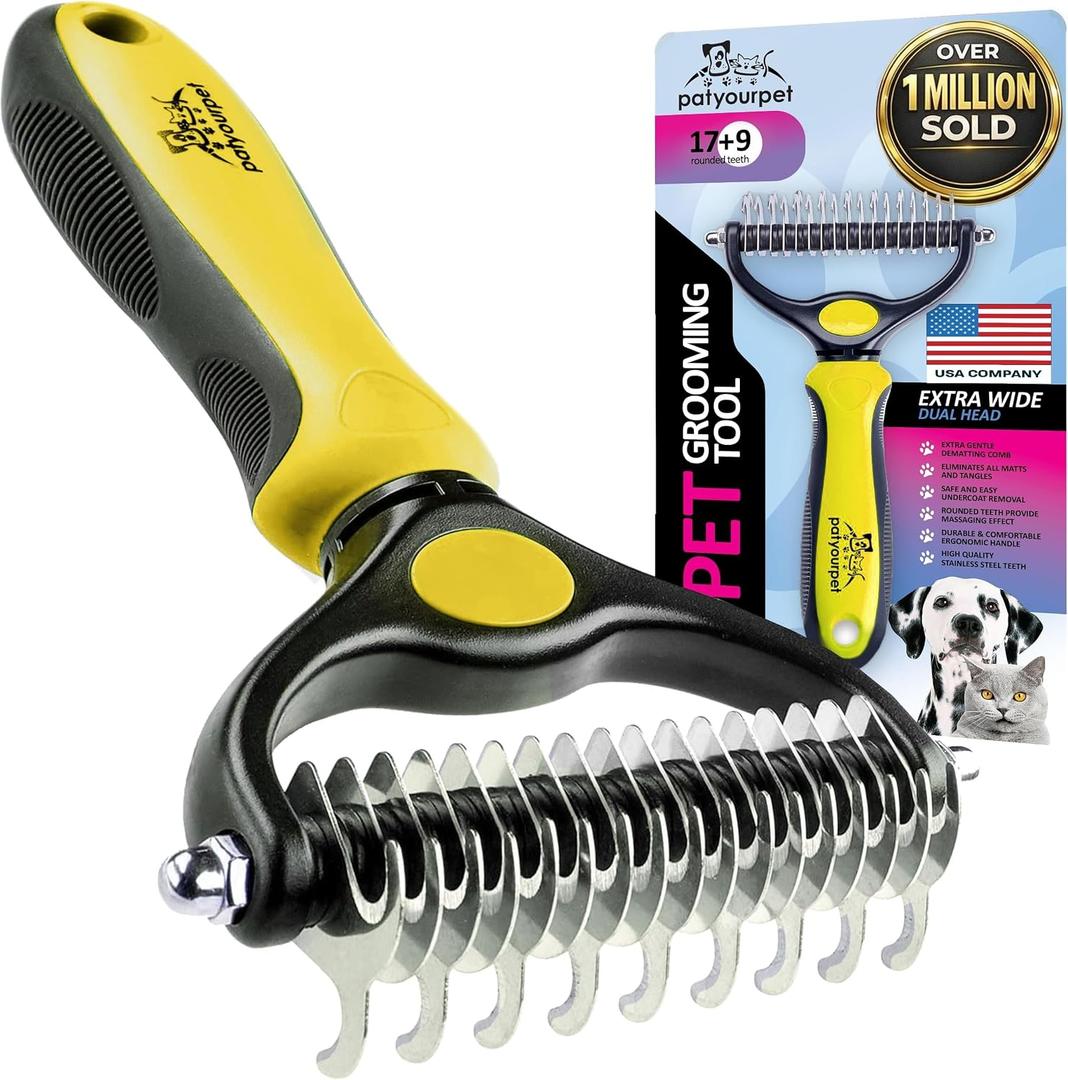 Pat Your Pet Deshedding Dog Brush For Shedding Cat Brushes For Indoor Cats, Double-Sided Cat Brush Deshedding & Grooming Tool For Long Haired And Short Haired Dogs, Skin-Friendly