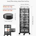 VEVOR Rotating Storage Rack Cart, 5 Tier Fruit and Vegetable Basket Bowls, Heavy Duty Wire Basket Organizer on Wheels, Large Capacity Stand with Metal Top Lid, for Kitchen Bathroom Nursery, Black, 13.4 x 12.4 x 37.2 in