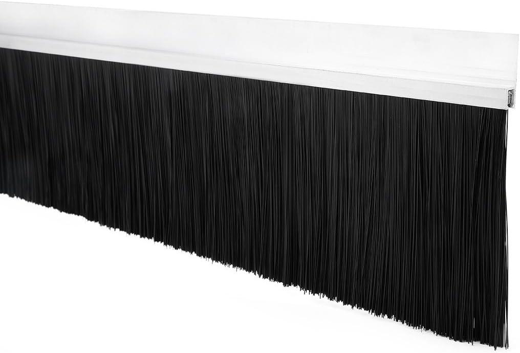 uxcell Door Brush Bottom Sweep h-Shape Aluminum Alloy Holder with 3.94-inch Black Nylon Brush, 1000mm x 128mm(Approx 39.37"x 5.04")