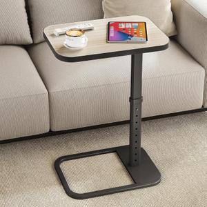 Kitstorack Upgraded TV Tray Table with Panel Lock, Adjustable Height & 90 Flip-Over Design, Sofa Arm End Side Table for Eating, Dinner, Snack, Laptop, Couch, Bed, Chair or Small Spaces, Gray