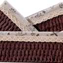 3 Pcs Handmade Wicker Storage Baskets Set Shelf Baskets,Woven Decorative Home Storage Bins for Bedroom,livingroom,kitchenroom,Table,Closet,Pantry, Entryway, Home Decor Brown