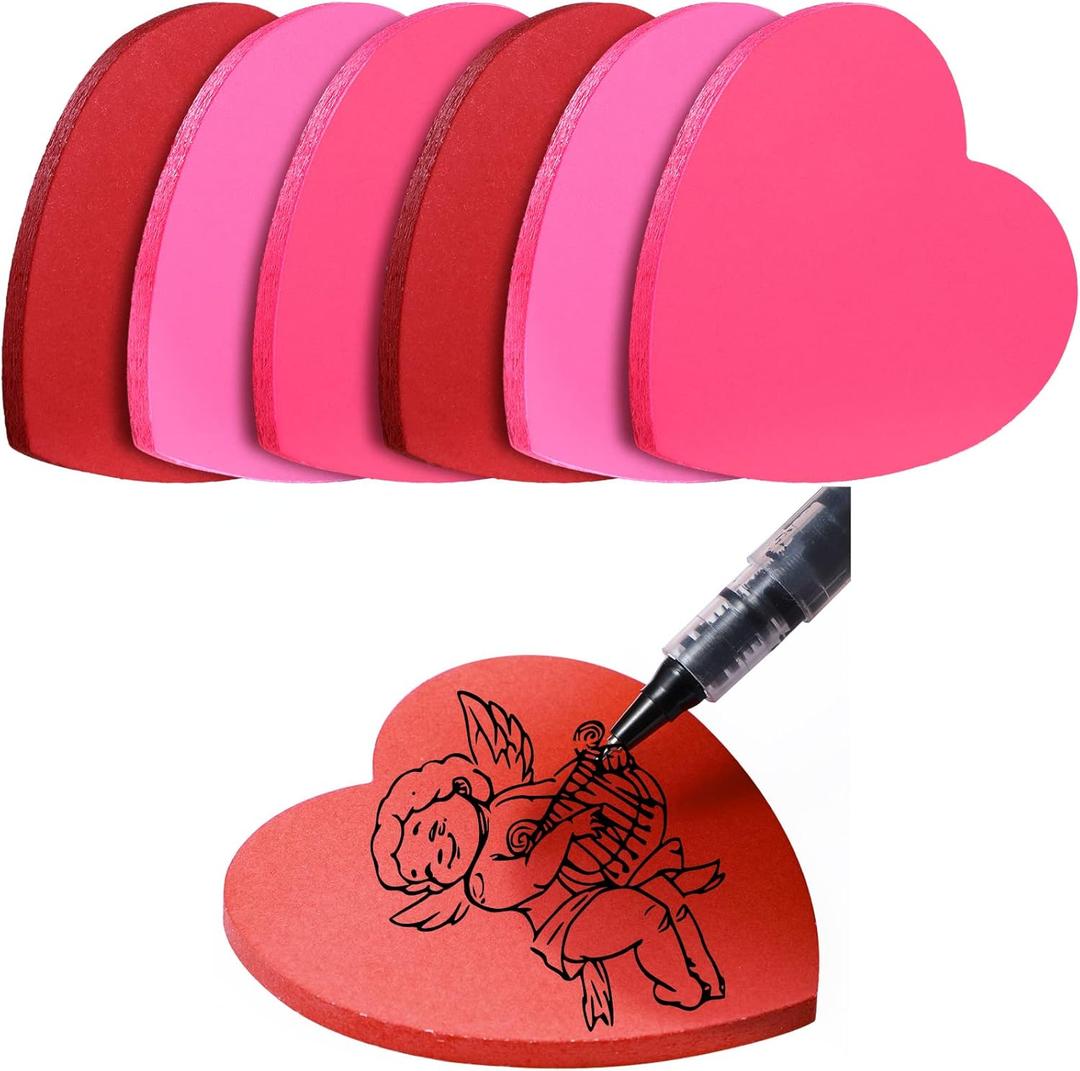 Marspark Heart Shape Cute Sticky Notes Cute Fun Self-Adhesive Pastel Heart Notepads Memo Stickers 300 Sheets for School Office Organizer Girl Lover Valentines (Without Line)