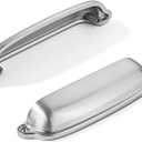 khtumeware 10 Pack Brushed Nickel Cup Pulls 2-1/2 Inch Center to Center - Cabinet & Drawer Handles for Kitchen Hardware